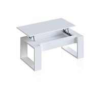 duehome | Mesa de Centro elevable, Mesita para Salon, Mesa Auxiliar, Modelo Neo, Acabado en Color Blanco Artik, Medidas: 105 cm (Largo) x 55 cm (Ancho) x 45-54 cm (Alto)