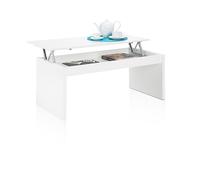 duehome | Mesa de Centro Elevable, Modelo Evan, Mesita Salon Comedor, Acabado en Blanco Brillo, Medidas: 102 cm (Ancho) x 43/54 cm de (Alto) x 50 cm (Fondo)