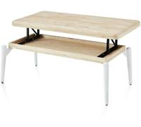duehome Mesa de centro elevable padma madera, blanco, 120 x 47 x 60