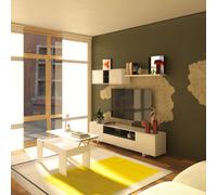 duehome Mesa de centro elevable vita melamina, blanco artik, 100 x 45 x 50