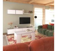 duehome Mesa de centro elevable vita melamina, blanco artik, 100 x 45 x 50