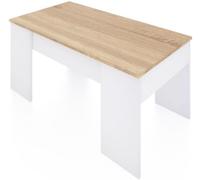 duehome Mesa de centro elevable vita melamina, blanco artik, 100 x 45 x 50