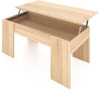 duehome Mesa de centro elevable vita melamina, roble, 100 x 45 x 50