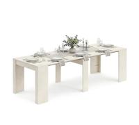 duehome | Mesa de Comedor, Consola, Mesa Extensible, Mesa para Salon, Recibidor o Cocina, Acabado en Microcemento Beige, Modelo Denis, Medidas: 50-235 cm (Largo) x 90 cm (Ancho) x 78 cm (Alto)