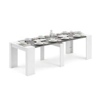 duehome | Mesa de Comedor, Consola, Mesa Extensible, Mesa para Salon, Recibidor o Cocina, Blanco Artik y Gris Grafito, Modelo Denis, Medidas: 50-235 cm (Largo) x 90 cm (Ancho) x 78 cm (Alto)