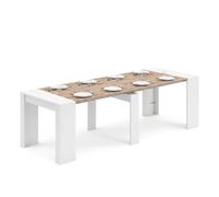 duehome | Mesa de Comedor, Consola, Mesa Extensible, Mesa para Salon, Recibidor o Cocina, Blanco Artik y Roble Alpino, Modelo Denis, Medidas: 50-235 cm (Largo) x 90 cm (Ancho) x 78 cm (Alto)