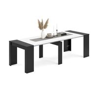 duehome | Mesa de Comedor, Consola, Mesa Extensible, Mesa para Salon, Recibidor o Cocina, Negro Mate y Blanco Artik, Modelo Denis, Medidas: 50-235 cm (Largo) x 90 cm (Ancho) x 78 cm (Alto)