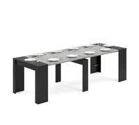duehome | Mesa de Comedor, Consola, Mesa Extensible, Mesa para Salon, Recibidor o Cocina, Negro Mate y Cemento, Modelo Denis, Medidas: 50-235 cm (Largo) x 90 cm (Ancho) x 78 cm (Alto)