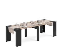 duehome | Mesa de Comedor, Consola, Mesa Extensible, Mesa para Salon, Recibidor o Cocina, Negro Mate y Roble Canadian, Modelo Denis, Medidas: 50-235 cm (Largo) x 90 cm (Ancho) x 78 cm (Alto)