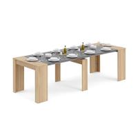 duehome | Mesa de Comedor, Consola, Mesa Extensible, Mesa para Salon, Recibidor o Cocina, Roble Canadian y Gris Grafito. Modelo Denis, Medidas: 50-235 cm (Largo) x 90 cm (Ancho) x 78 cm (Alto)