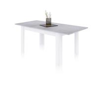 duehome | Mesa de Comedor Extensible, Mesa Rectangular, Modelo Danna, Acabado en Blanco Artik y Cemento, Medidas: 140-190 cm (Largo) x 90 cm (Ancho) x 78 cm (Alto)