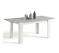 duehome | Mesa de Comedor Extensible, Mesa Rectangular, Modelo Danna, Acabado en Blanco Artik y Cemento, Medidas: 140-190 cm (Largo) x 90 cm (Ancho) x 78 cm (Alto)