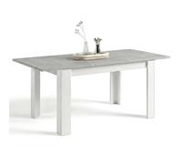 duehome | Mesa de Comedor Extensible, Mesa Rectangular, Modelo Sira, Acabado en Blanco Artik y Gris Cemento, Medidas: 123-173 cm (Largo) x 75 cm (Ancho) x 78 cm (Alto)