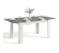 duehome | Mesa de Comedor Extensible, Mesa Rectangular, Modelo Sira, Acabado en Blanco Artik y Gris Grafito, Medidas: 140-190 cm (Largo) x 90 cm (Ancho) x 78 cm (Alto)