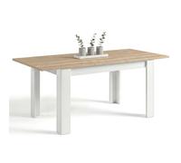 duehome | Mesa de Comedor Extensible, Mesa Rectangular, Modelo Danna, Acabado en Blanco Artik y Roble Canadian, Medidas: 140-190 cm (Largo) x 90 cm (Ancho) x 78 cm (Alto)