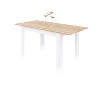 duehome | Mesa de Comedor Extensible, Mesa Rectangular, Modelo Danna, Acabado en Blanco Artik y Roble Canadian, Medidas: 140-190 cm (Largo) x 90 cm (Ancho) x 78 cm (Alto)