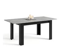duehome | Mesa de Comedor Extensible, Mesa Rectangular, Modelo Sira, Acabado en Negro Mate y Gris Cemento, Medidas: 140-190 cm (Largo) x 90 cm (Ancho) x 78 cm (Alto)