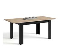 duehome | Mesa de Comedor Extensible, Mesa Rectangular, Modelo Sira, Acabado en Negro Mate y Roble Canadian, Medidas: 140-190 cm (Largo) x 90 cm (Ancho) x 78 cm (Alto)