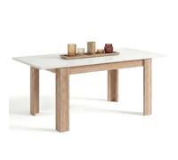 duehome | Mesa de Comedor Extensible, Mesa Rectangular, Modelo Sira, Acabado en Roble Canadian y Blanco Artik, Medidas: 123-173 cm (Largo) x 75 cm (Ancho) x 78 cm (Alto)