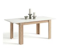 duehome | Mesa de Comedor Extensible, Mesa Rectangular, Modelo Sira, Acabado en Roble Canadian y Blanco Artik, Medidas: 140-190 cm (Largo) x 90 cm (Ancho) x 78 cm (Alto)