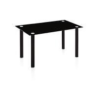 duehome | Mesa de Comedor Fija, Mesa Salon o Cocina, Modelo AKE, Acabado en Negro y Cristal Templado, Medidas: 140 cm (Largo) x 80 cm (Ancho) x 75 cm (Alto)
