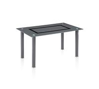 duehome | Mesa de Comedor Fija, Mesa Salon o Cocina, Modelo Gray, Acabado en Gris y Cristal Templado, Medidas: 140 cm (Largo) x 80 cm (Ancho) x 75 cm (Alto)