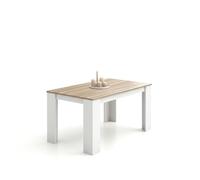 duehome | Mesa de Comedor, Mesa Fija, Modelo Naya, Acabado en Blanco Artik y Roble Canadian, Medidas: 140 cm (Largo) x 80 cm (Ancho) x 75 cm (Alto)