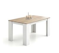 duehome | Mesa de Comedor, Mesa Fija, Modelo Naya, Acabado en Blanco Artik y Roble Canadian, Medidas: 140 cm (Largo) x 80 cm (Ancho) x 75 cm (Alto)
