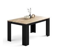 duehome | Mesa de Comedor, Mesa Fija, Modelo Naya, Acabado en Negro y Roble Canadian, Medidas: 140 cm (Largo) x 80 cm (Ancho) x 75 cm (Alto)
