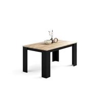 duehome | Mesa de Comedor, Mesa Fija, Modelo Naya, Acabado en Negro y Roble Canadian, Medidas: 140 cm (Largo) x 80 cm (Ancho) x 75 cm (Alto)