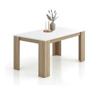 duehome | Mesa de Comedor, Mesa Fija, Modelo Naya, Acabado en Roble Canadian y Blanco Artik, Medidas: 140 cm (Largo) x 80 cm (Ancho) x 75 cm (Alto)