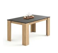 duehome | Mesa de Comedor, Mesa Fija, Modelo Naya, Acabado en Roble Canadian y Grafito, Medidas: 140 cm (Largo) x 80 cm (Ancho) x 75 cm (Alto)