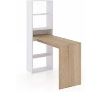 duehome Mesa de escritorio con estantería Cosmic, Blanco Artik - Roble