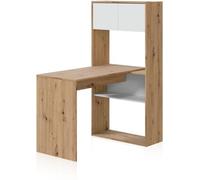 duehome Mesa de escritorio con estantería Dess Melamina, Blanco Artik