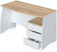 duehome Mesa de escritorio Elan 3 cajones Melamina, Blanco Artik