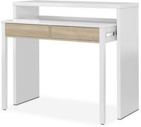 duehome Mesa de escritorio extensible zira melamina, blanco artik