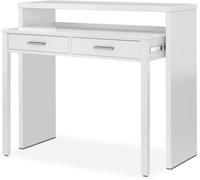 duehome Mesa de escritorio extensible Zira Melamina, Blanco Artik