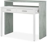 duehome Mesa de escritorio extensible Zira Melamina, Blanco Artik