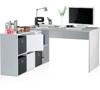 duehome Mesa de escritorio melamina, blanco artik, 203 x 74 x 66