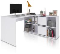 duehome Mesa de escritorio melamina, blanco artik, 203 x 74 x 66