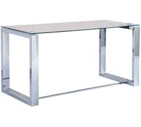 duehome Mesa de escritorio office cristal, metal, 140 x 75 x 70cm