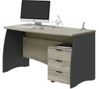 duehome Mesa de escritorio Stil Buc 3 cajones melamina, roble, 136 x 74 x 67