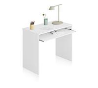duehome | Mesa de Ordenador con Bandeja extraíble, Mesa Escritorio Juvenil, Modelo Smile, Color Blanco Artik, Medidas: 90 cm (Ancho) x 54 cm (Fondo) x 79 cm (Alto)