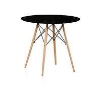 duehome | Mesa Redonda de Comedor Fija, Mesa Salon o Cocina, Modelo Tower, Acabado en Negro y Madera, Medidas: 80 cm (Largo) x 80 cm (Ancho) x 75 cm (Alto)