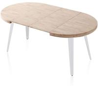 duehome Mesa redonda extensible berg 120 madera, blanco, 120 x 76 x 120