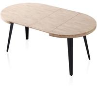 duehome Mesa redonda extensible berg 120 madera, negro, 120 x 76 x 120