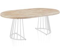duehome Mesa redonda extensible meztil madera, blanco, 120 x 76 x 120