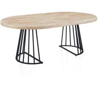 duehome Mesa redonda extensible meztil madera, negro, 120 x 76 x 120