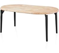 duehome Mesa redonda extensible padma madera, negro, 100 x 76 x 100