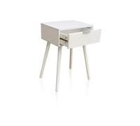 duehome | Mesita de Noche 1 cajón, Mesilla de Noche, Modelo Sanda, Acabado en Blanco, Medidas: 40 cm (Largo) x 30 cm (Fondo) x 60 cm (Alto)